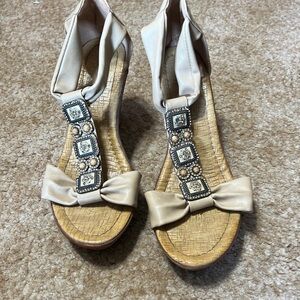 Tan wedge sandals
